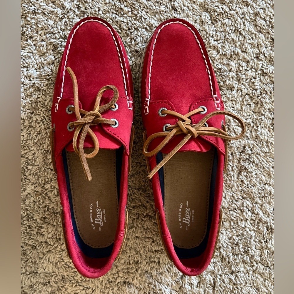 G.H. Bass & Co. Red Suede Boat Shoes Size 10